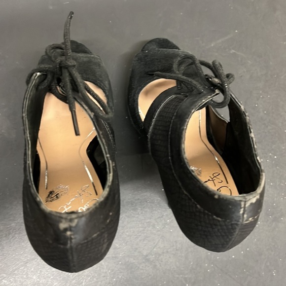 Colin Stuart lace up High Heels black leather suede women shoes size 5 - Picture 5 of 9